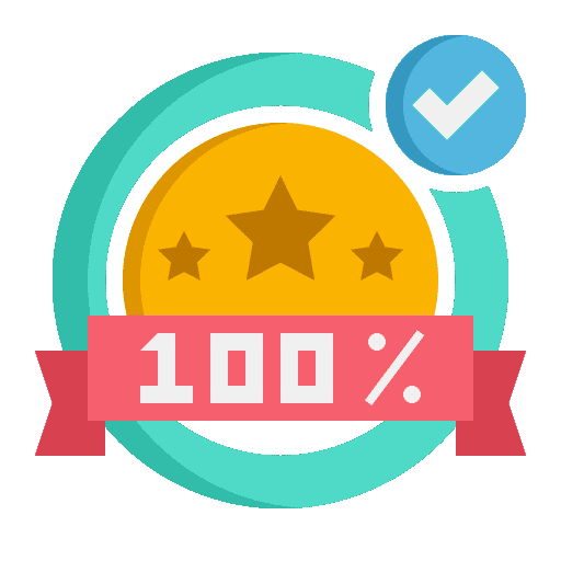 100% satisfaction icon ensuring customer happiness guarantee