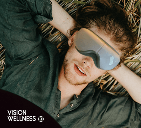 Electric eye massager category showing a man relaxing on the grass – perfect for stress relief and eye rejuvenation.